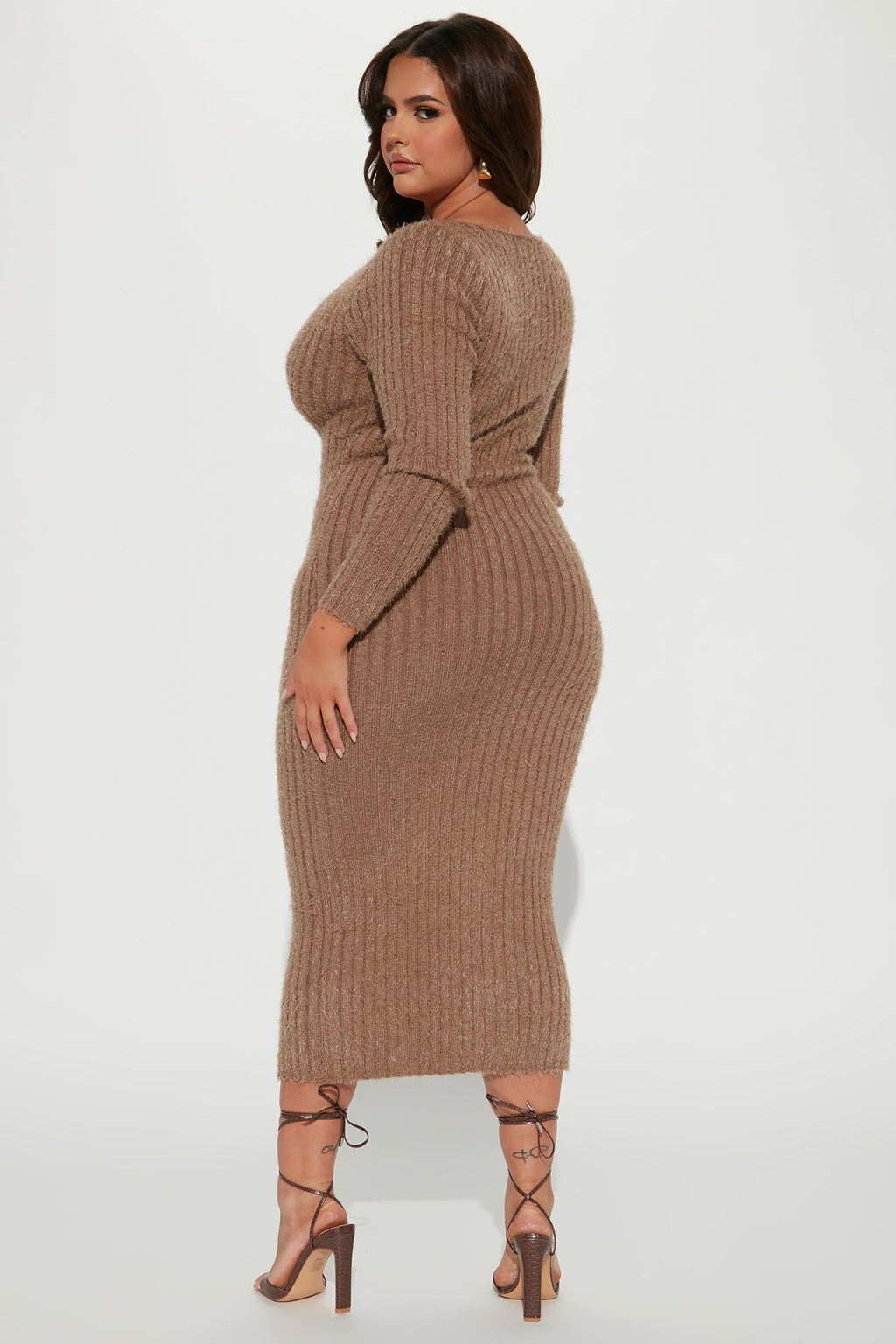 Farrah Fuzzy Sweater Maxi Dress - Mocha