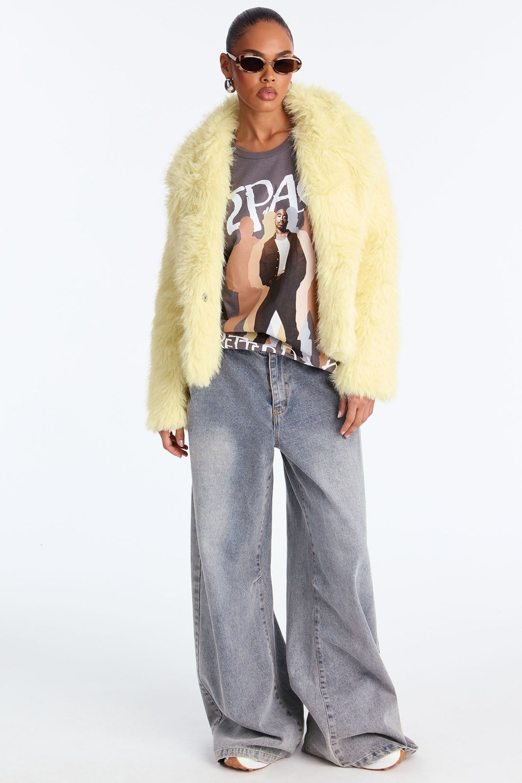 Kennedy Faux Fur Coat - Butter Yellow