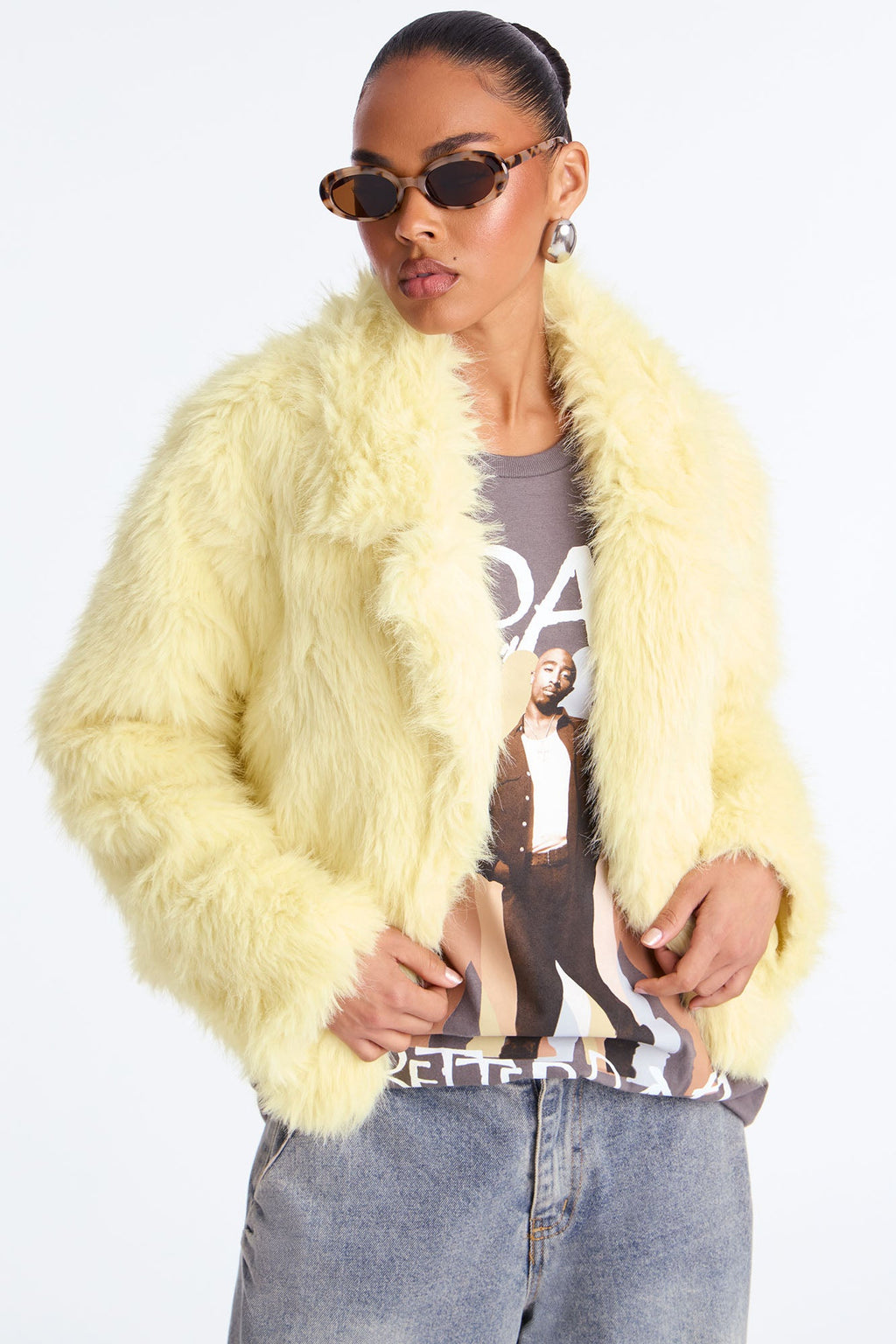 Kennedy Faux Fur Coat - Butter Yellow