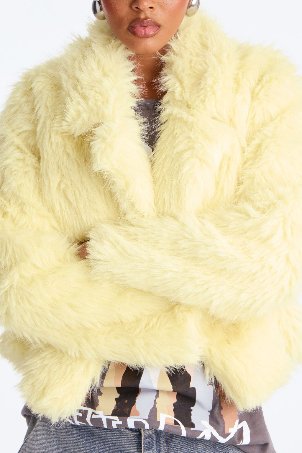 Kennedy Faux Fur Coat - Butter Yellow