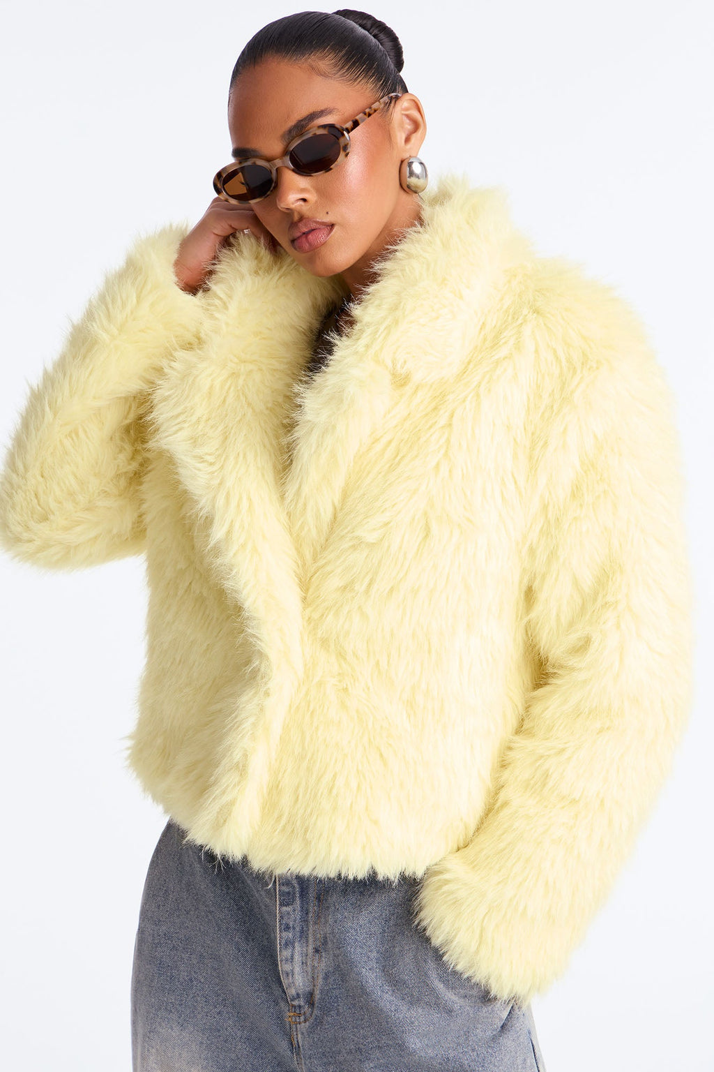 Kennedy Faux Fur Coat - Butter Yellow