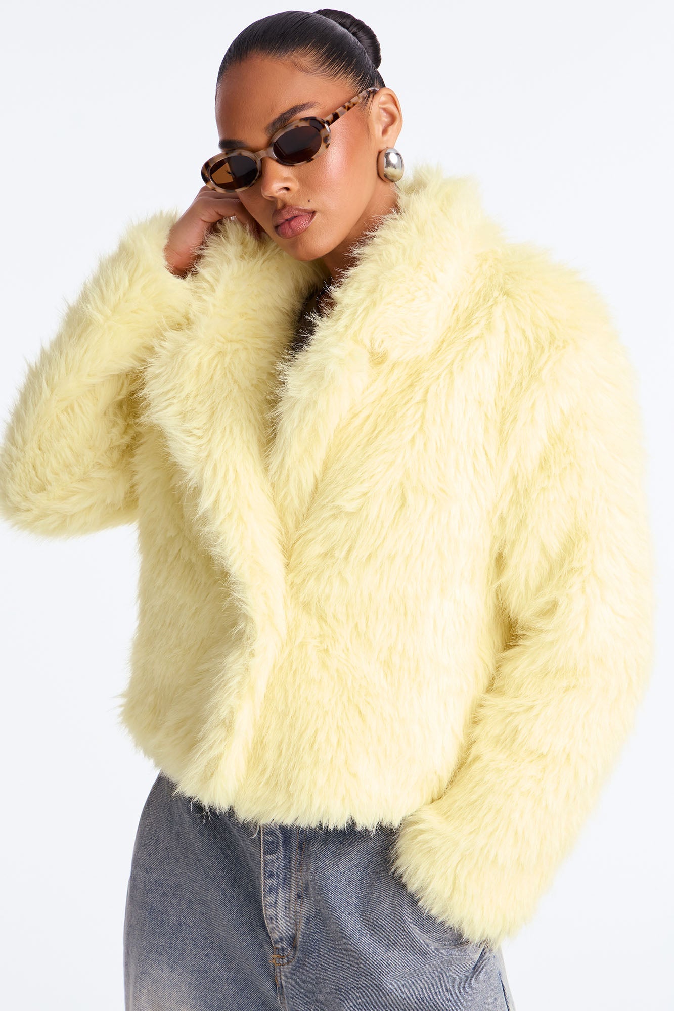 Kennedy Faux Fur Coat - Butter Yellow
