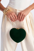 Sweetheart Luxe Velvet Heart Clutch - Hunter