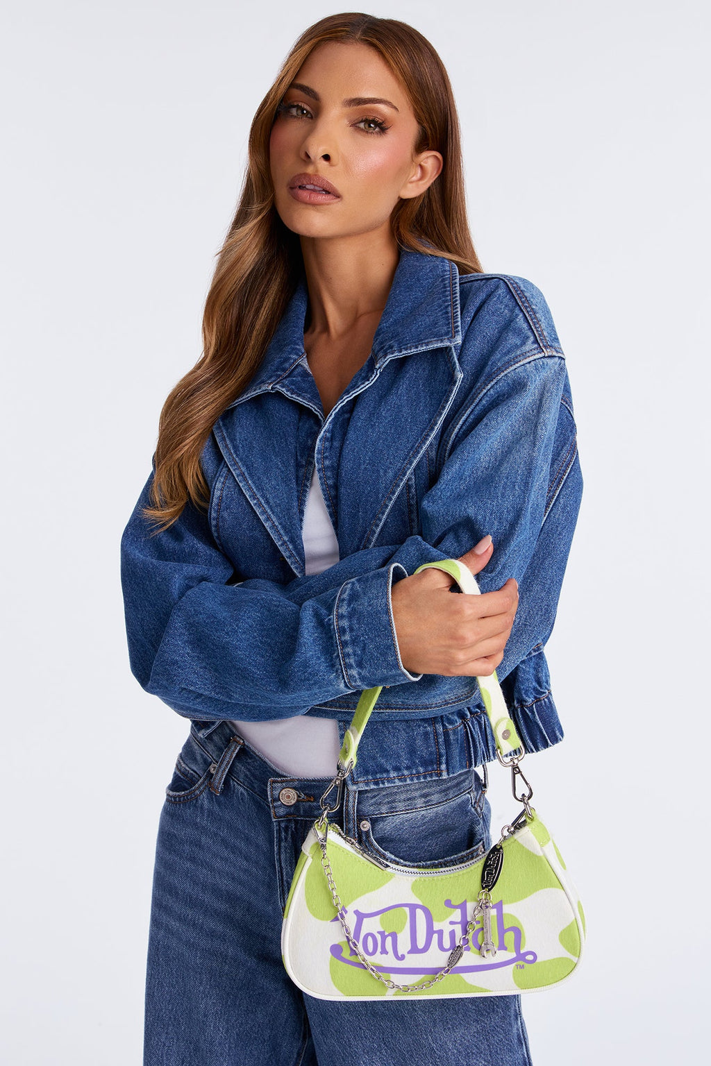 Feeling Moody Faux Leather Von Dutch Shoulder Bag - Lime
