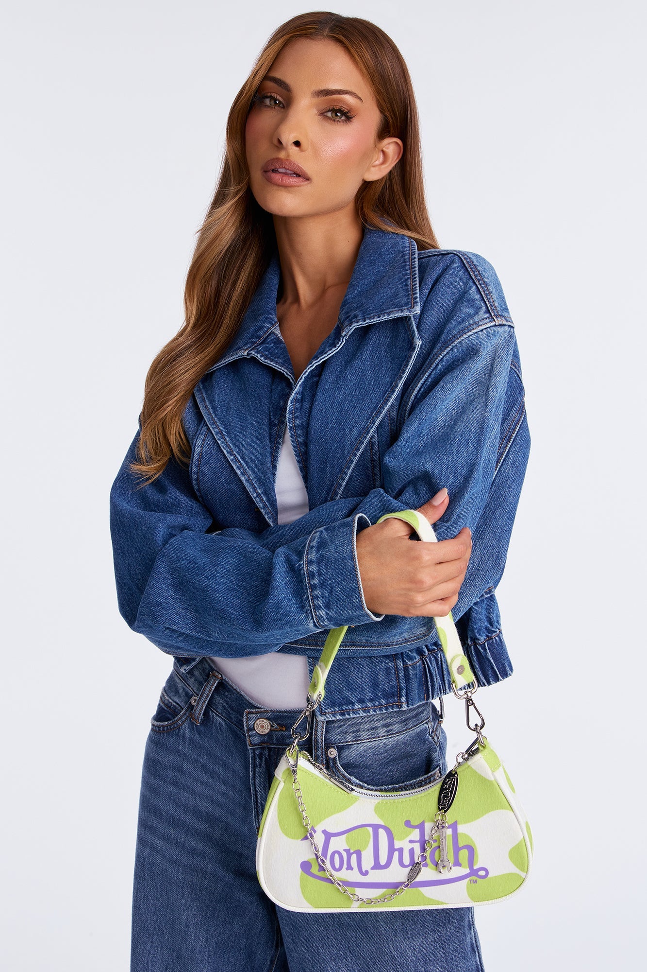 Feeling Moody Faux Leather Von Dutch Shoulder Bag - Lime