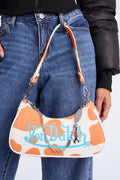 Feeling Moody Faux Leather Von Dutch Shoulder Bag - Orange