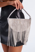 Crystal Moon Rain Rhinestone Clutch - Silver