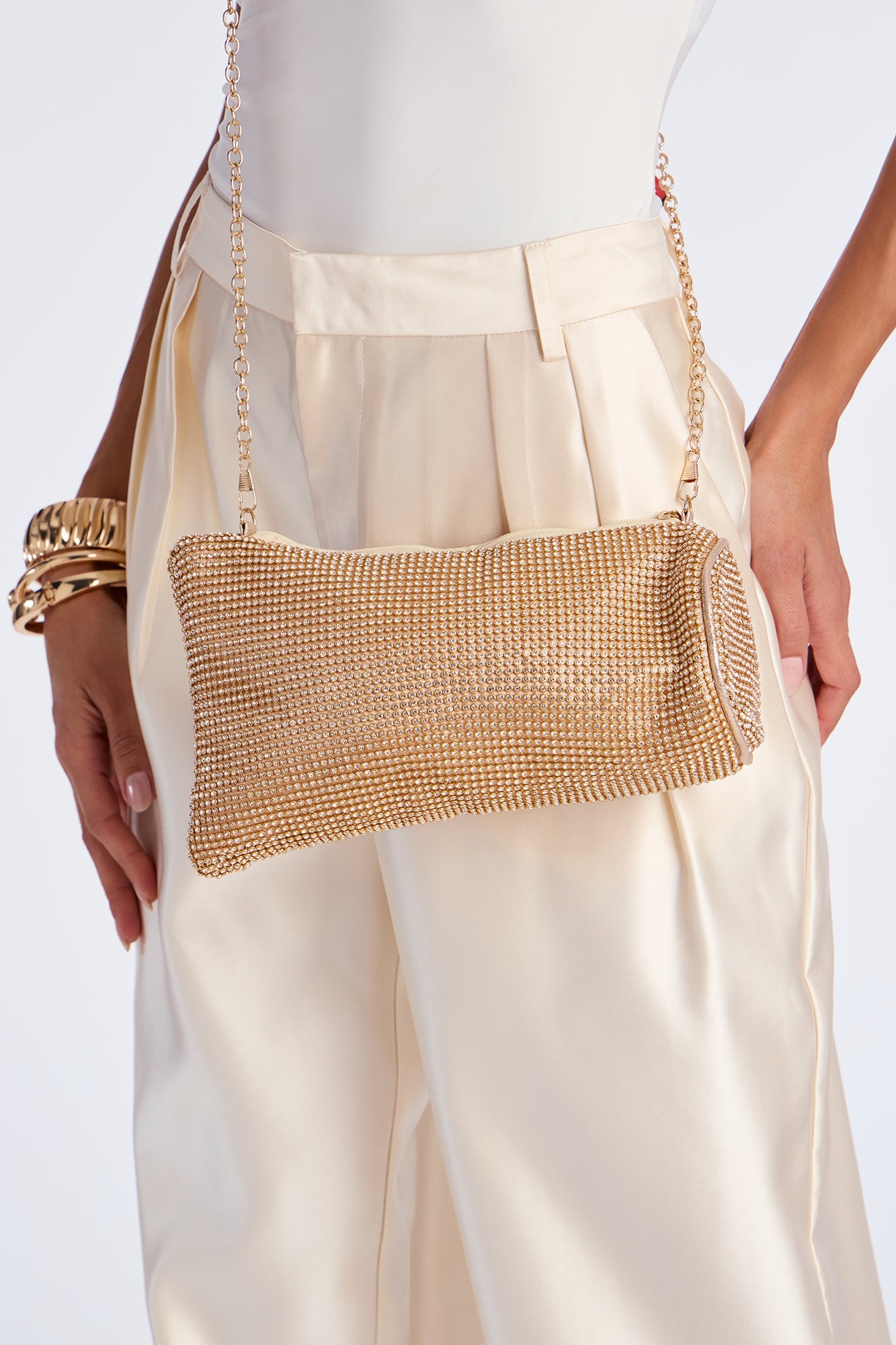 Snazzy Jazz Night Embellished Clutch - Gold