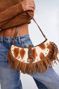 Saddle Up Faux Fur Shoulder Bag - Brown/combo