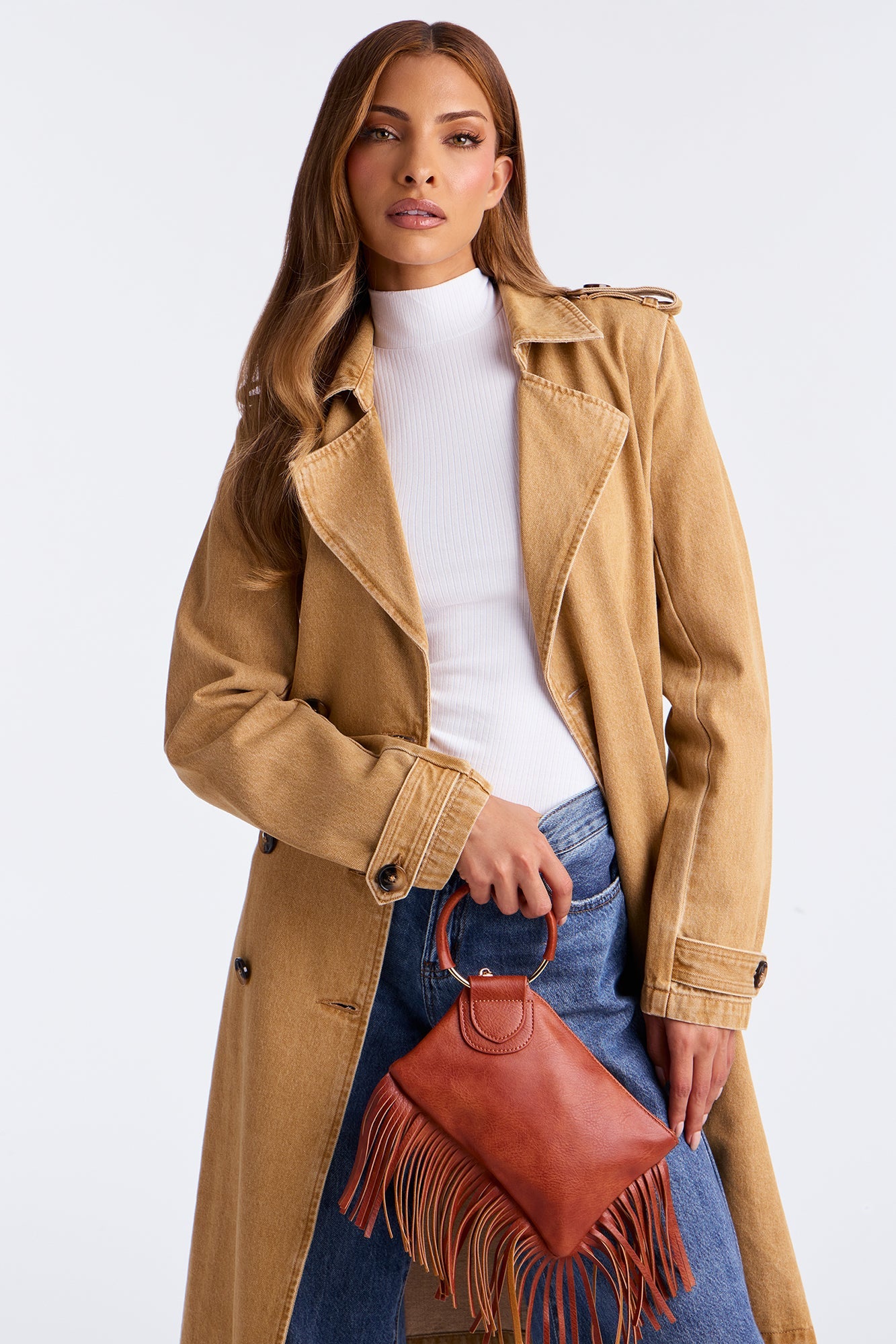 Something Extra Fringe Clutch - Cognac