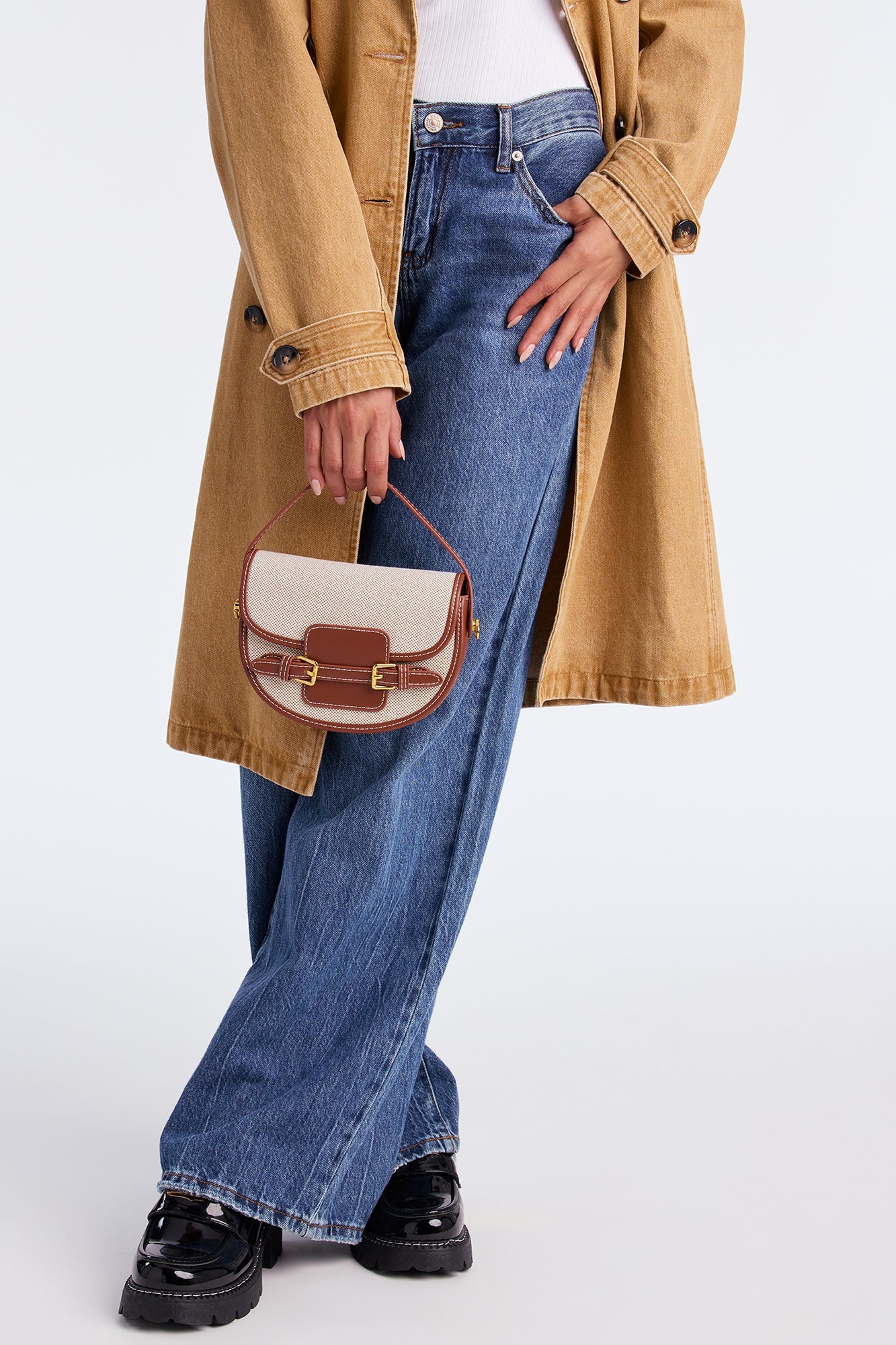 Classic Hampton Faux Leather Crossbody Handbag - Brown/combo