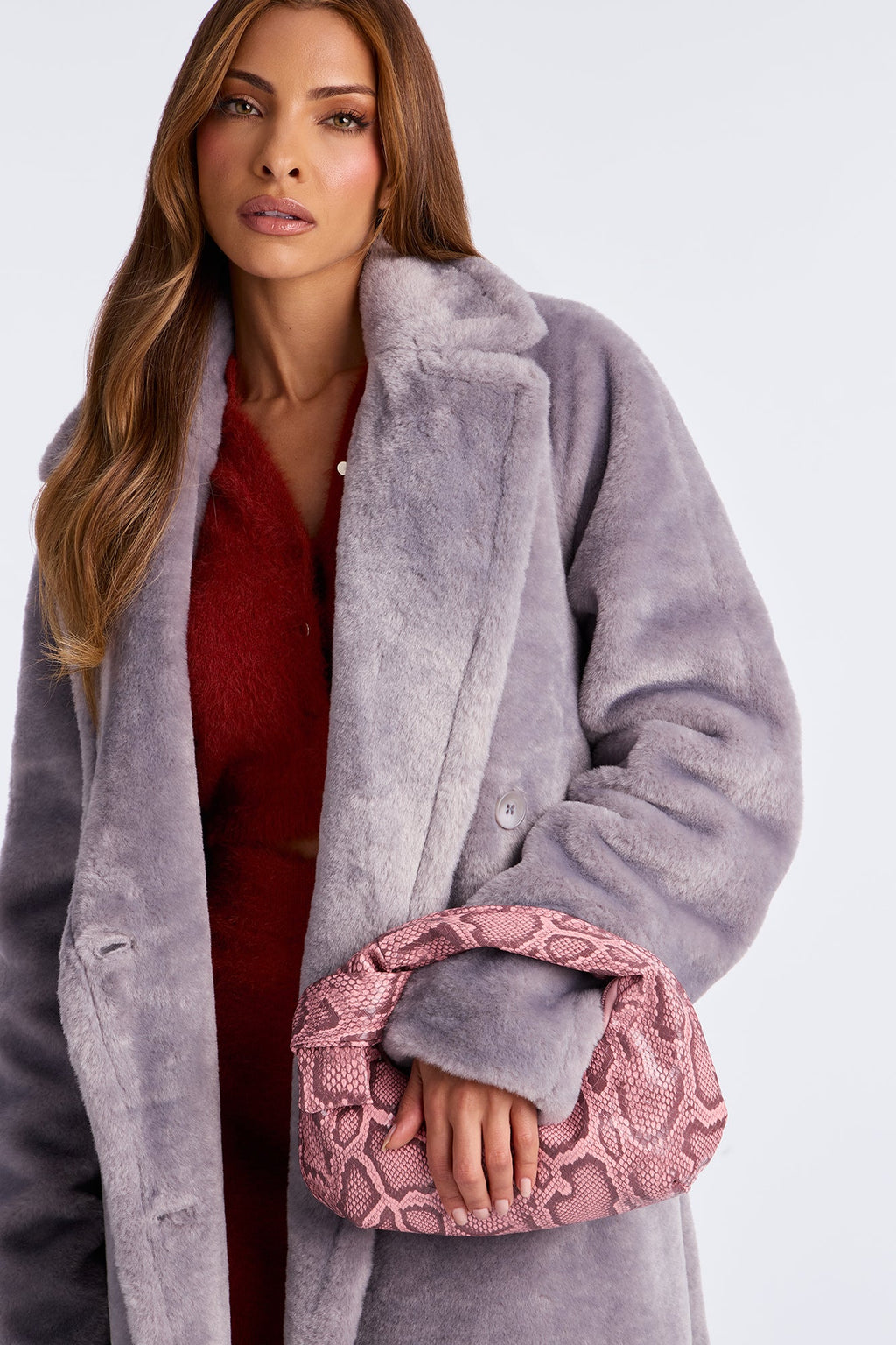 Deadly Wrap Embossed Snake Skin Shoulder Handbags - Pink/combo