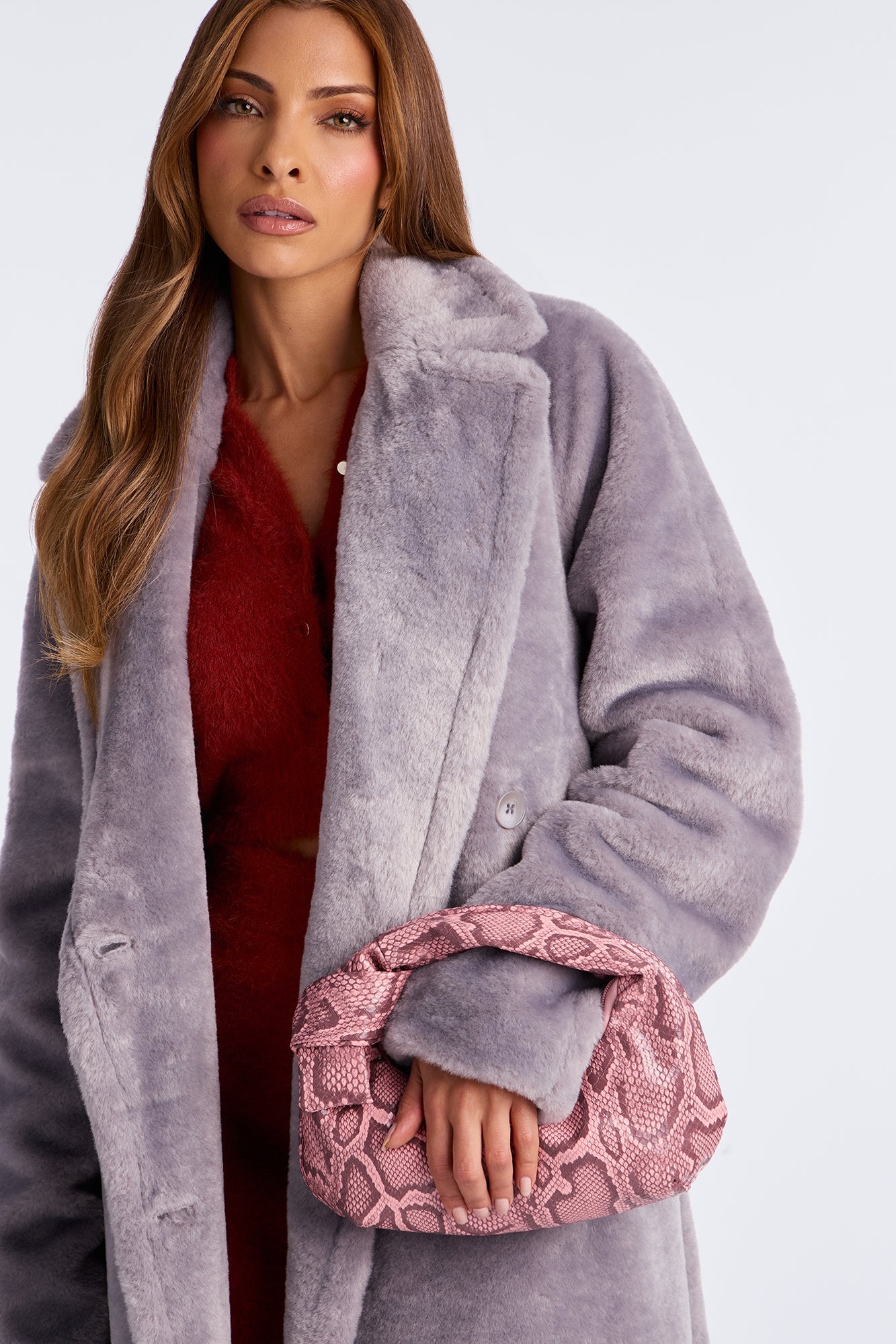 Deadly Wrap Embossed Snake Skin Shoulder Handbags - Pink/combo