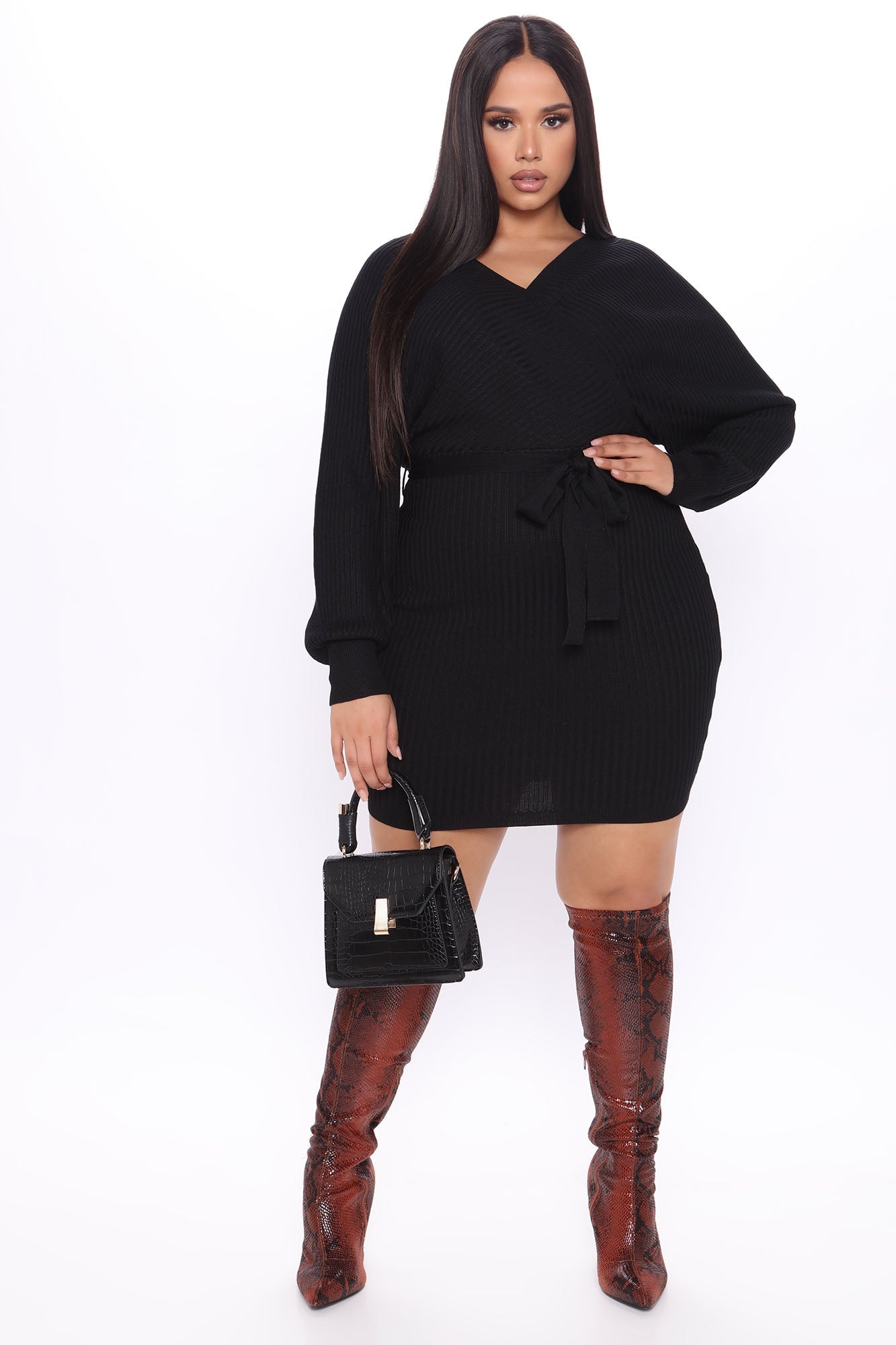 Just Between Us Sweater Dress - Black
