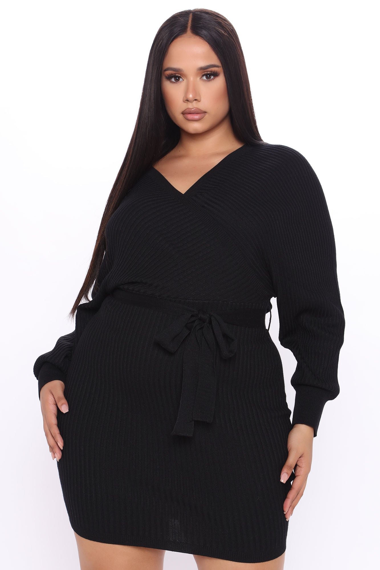 Just Between Us Sweater Dress - Black