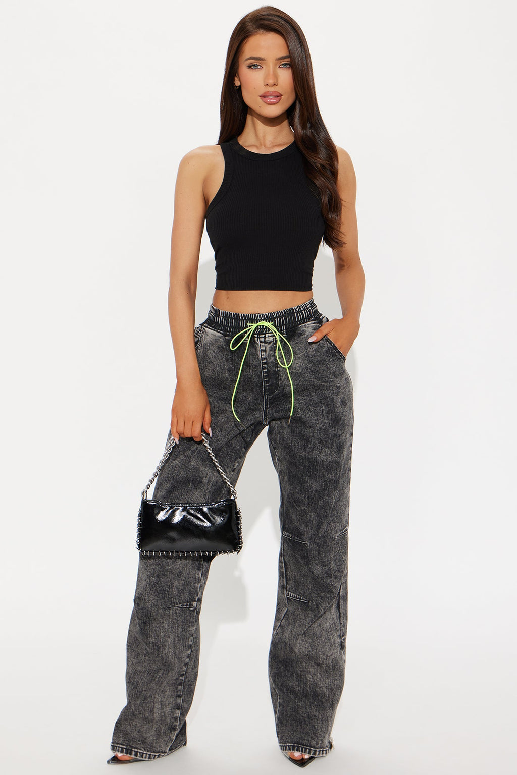 Stepping Out Zipper Straight Leg Jeans - Acid Wash Black