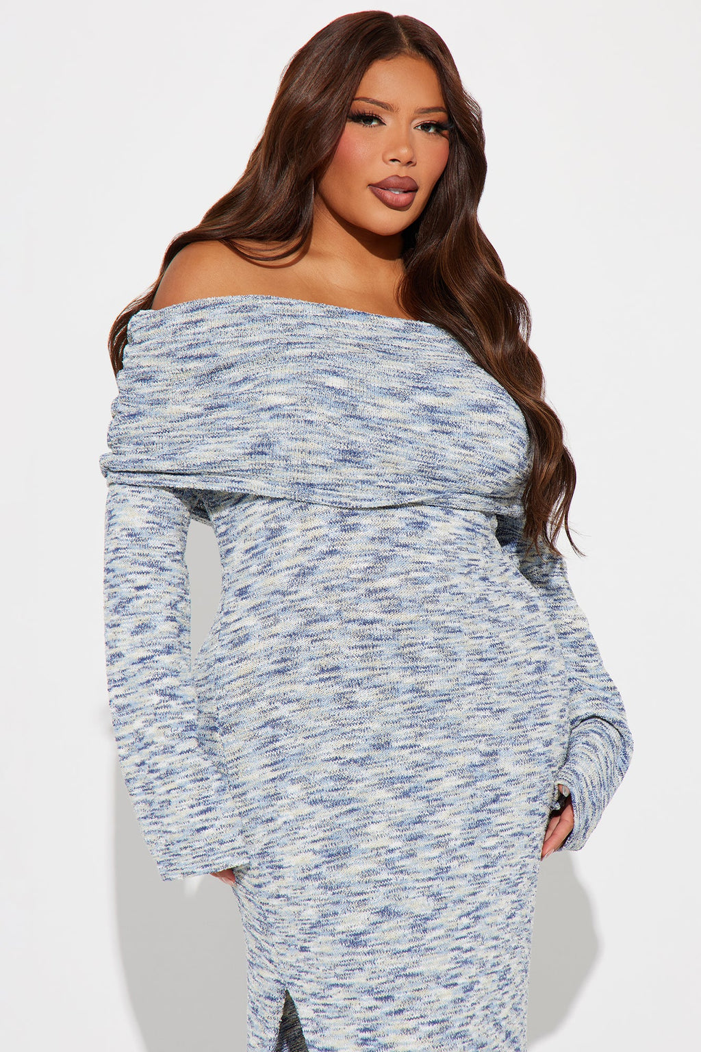 Samantha Sweater Maxi Dress - Blue/combo