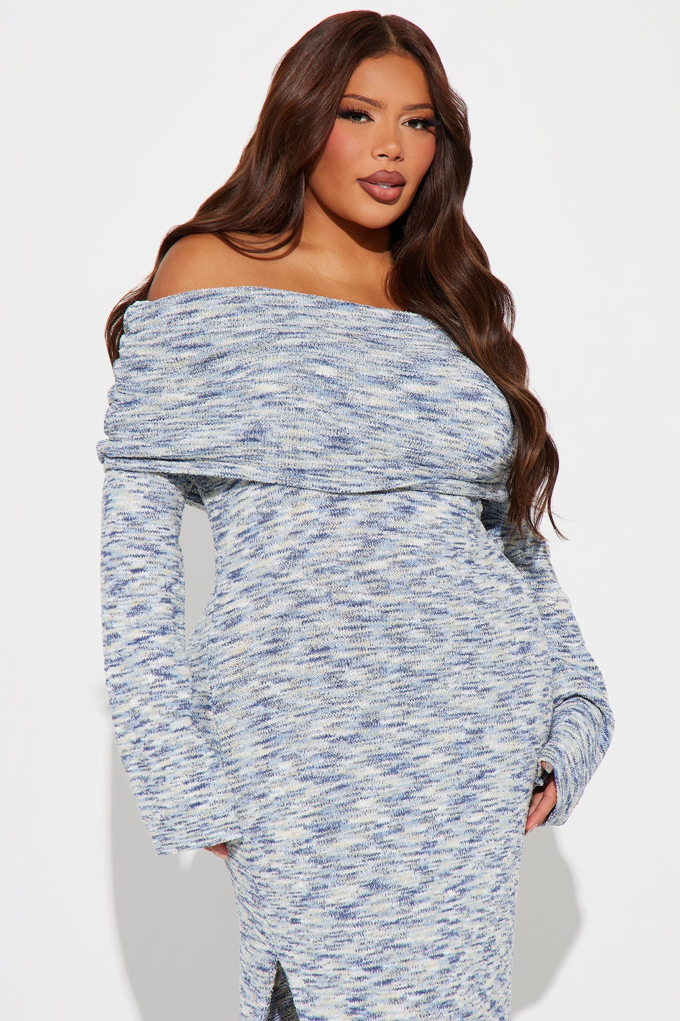 Samantha Sweater Maxi Dress - Blue/combo