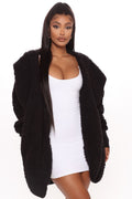 Cozied Up Together Faux Sherpa Jacket - Black