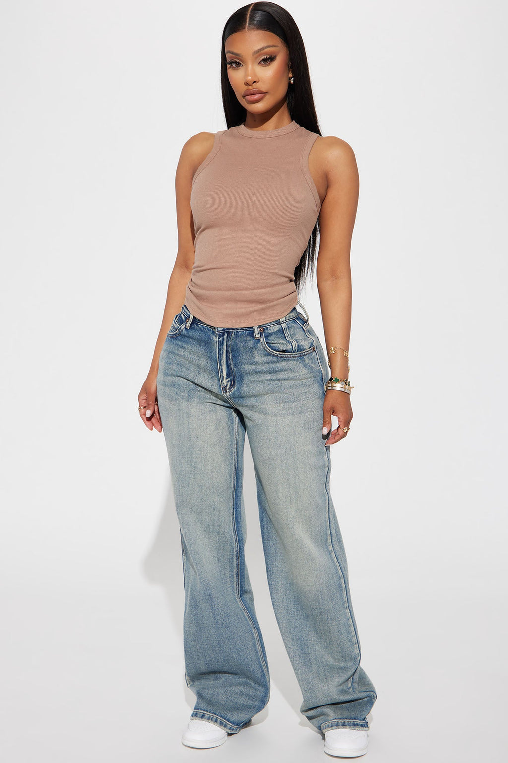 Lily Ribbed Tank - Taupe