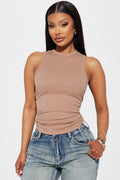 Lily Ribbed Tank - Taupe