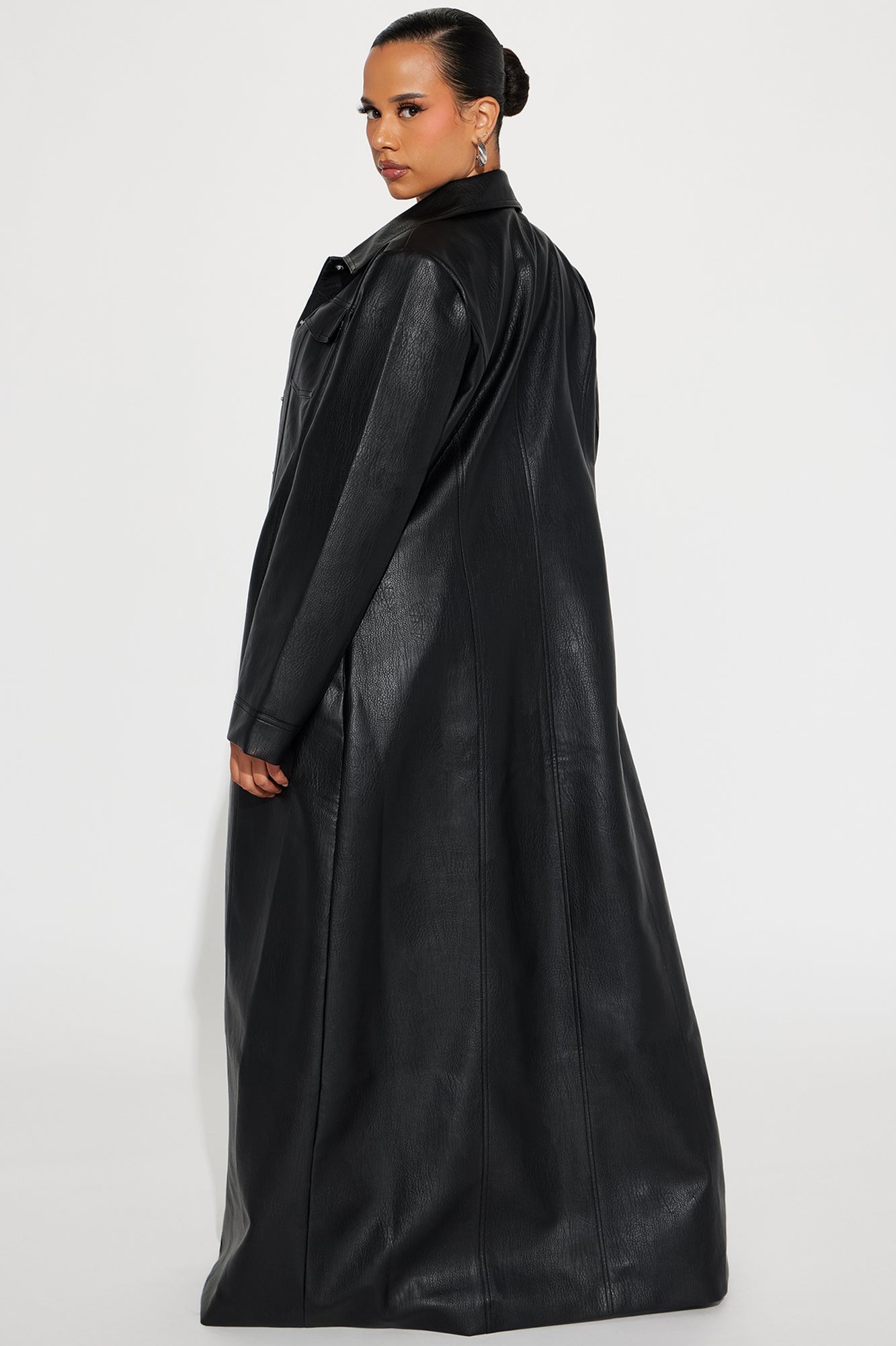 Iris Faux Leather Trench - Black