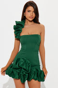 Wilma Ruffle Mini Dress - Hunter