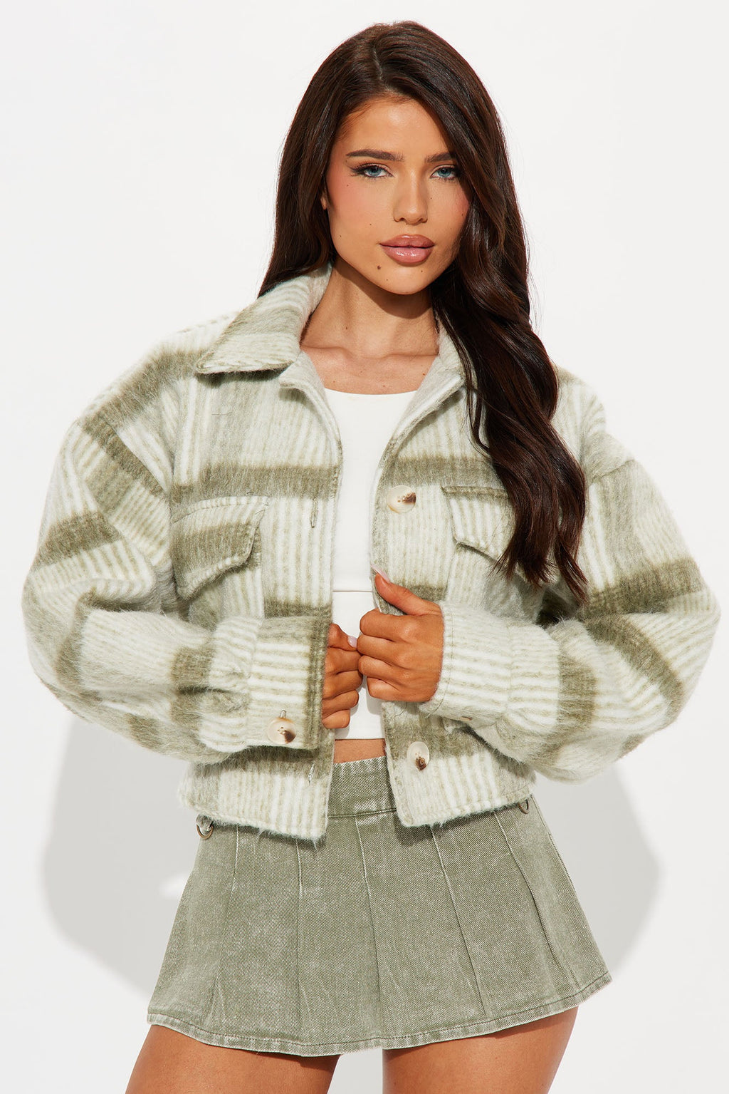 Hannah Wool Shacket - Olive