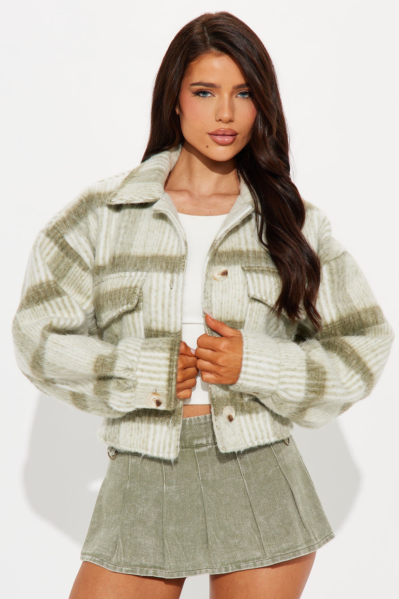 Hannah Wool Shacket - Olive