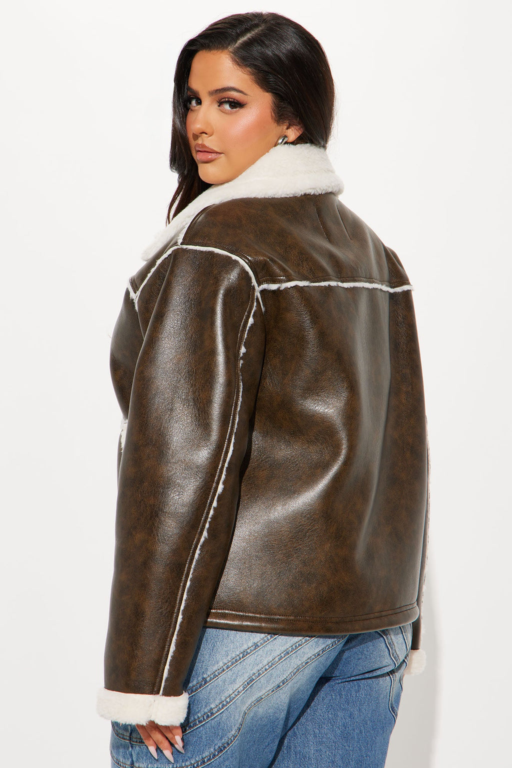 Around The Way Shearling Jacket - Brown