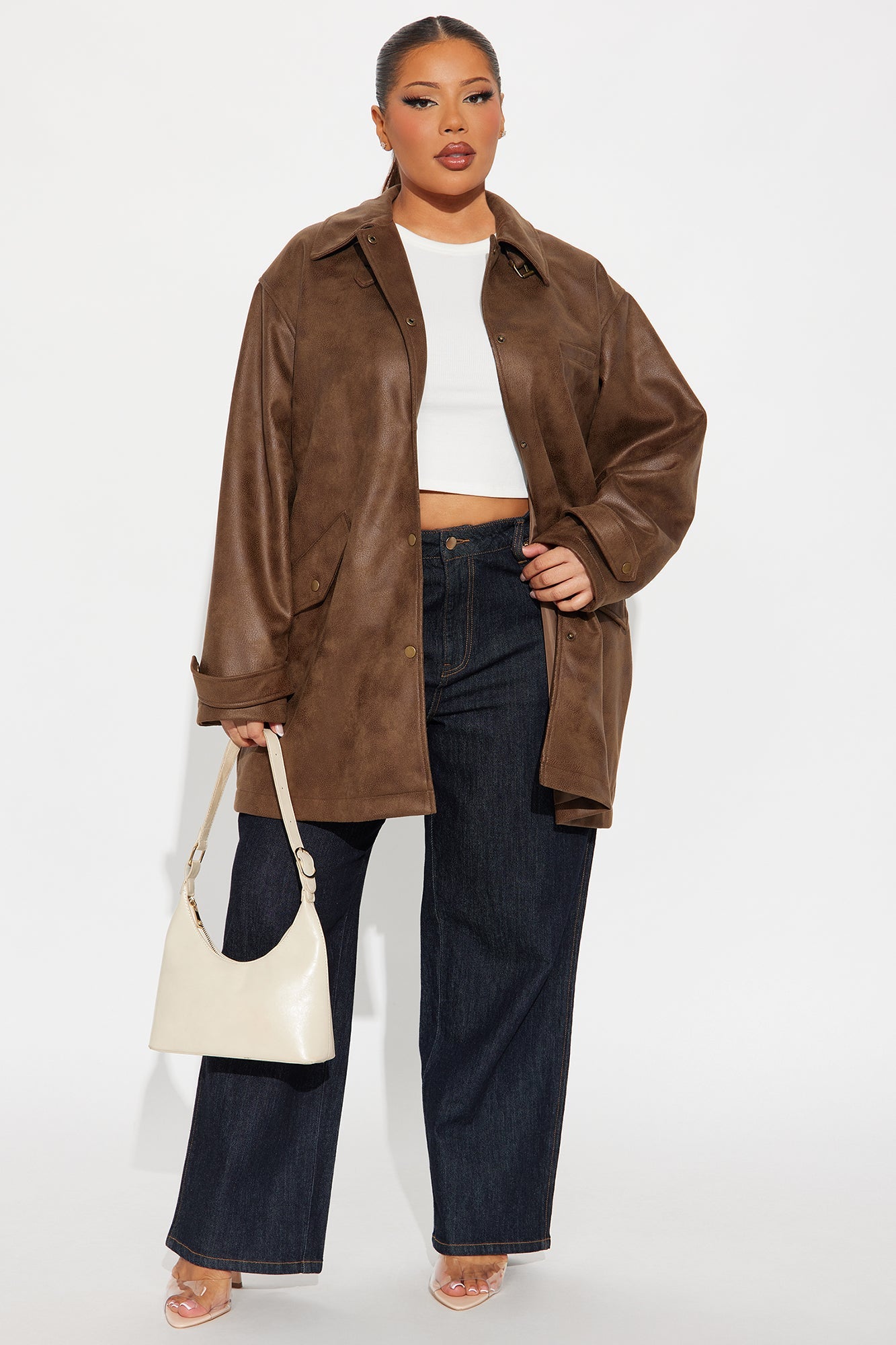 Can't Be Stopped Faux Leather Coat - Brown