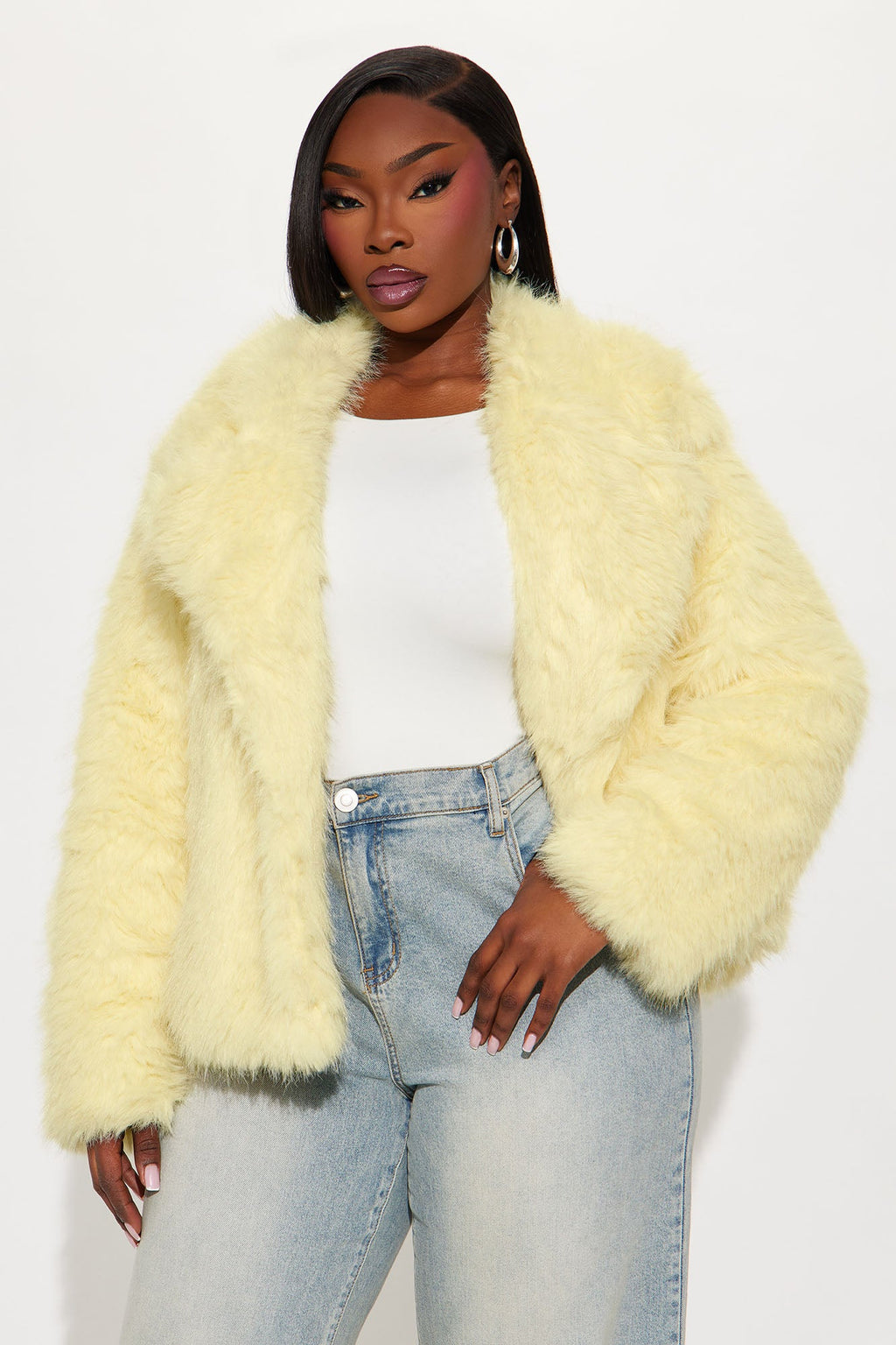Kennedy Faux Fur Coat - Butter Yellow