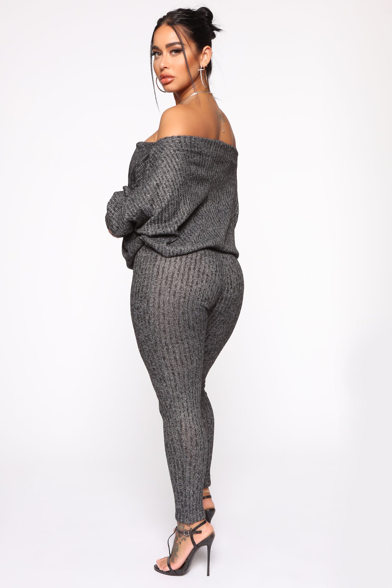 Feeling The Chill Sweater Set - Charcoal