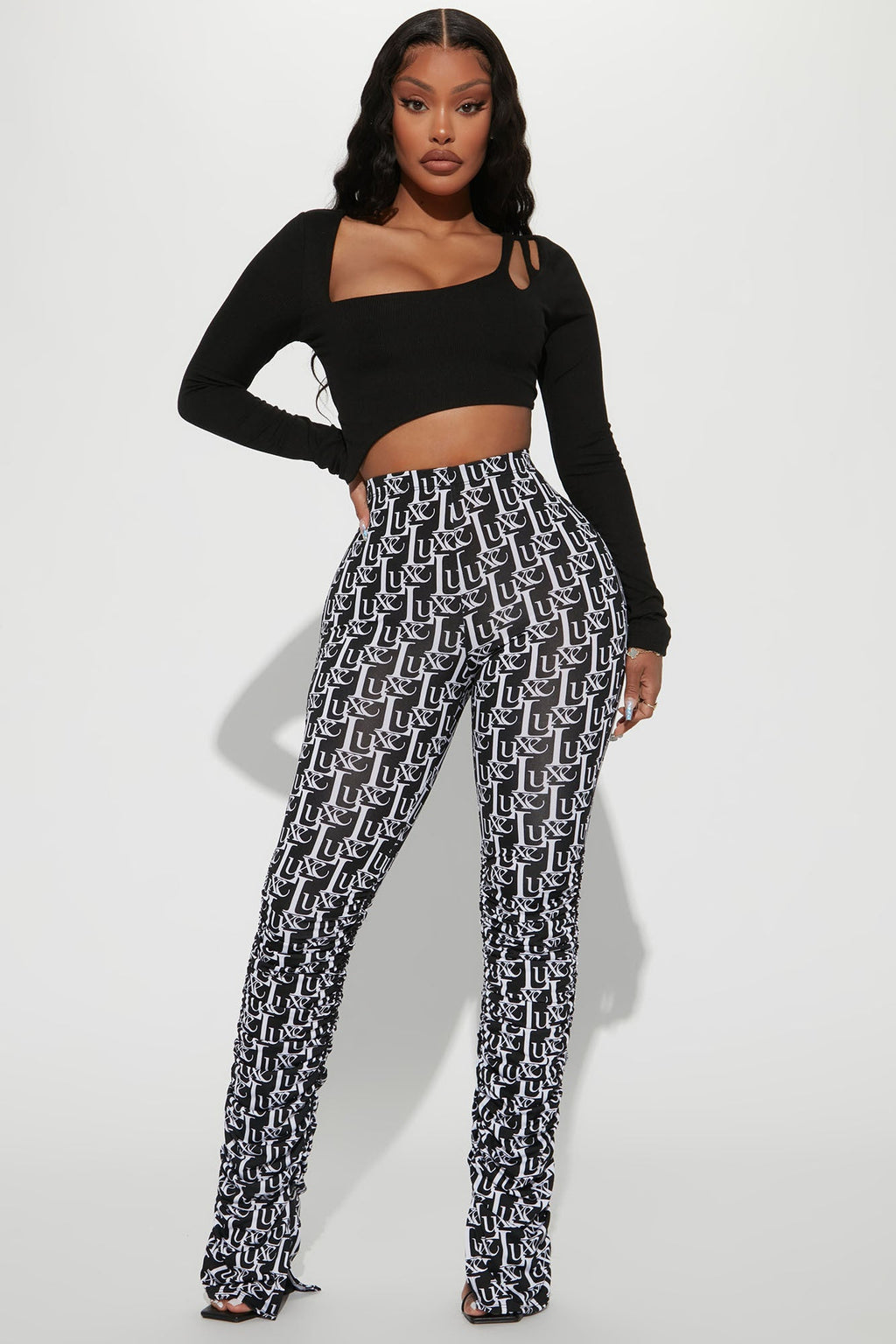 Labeled Luxe Stacked Skinny Pant - Black/White