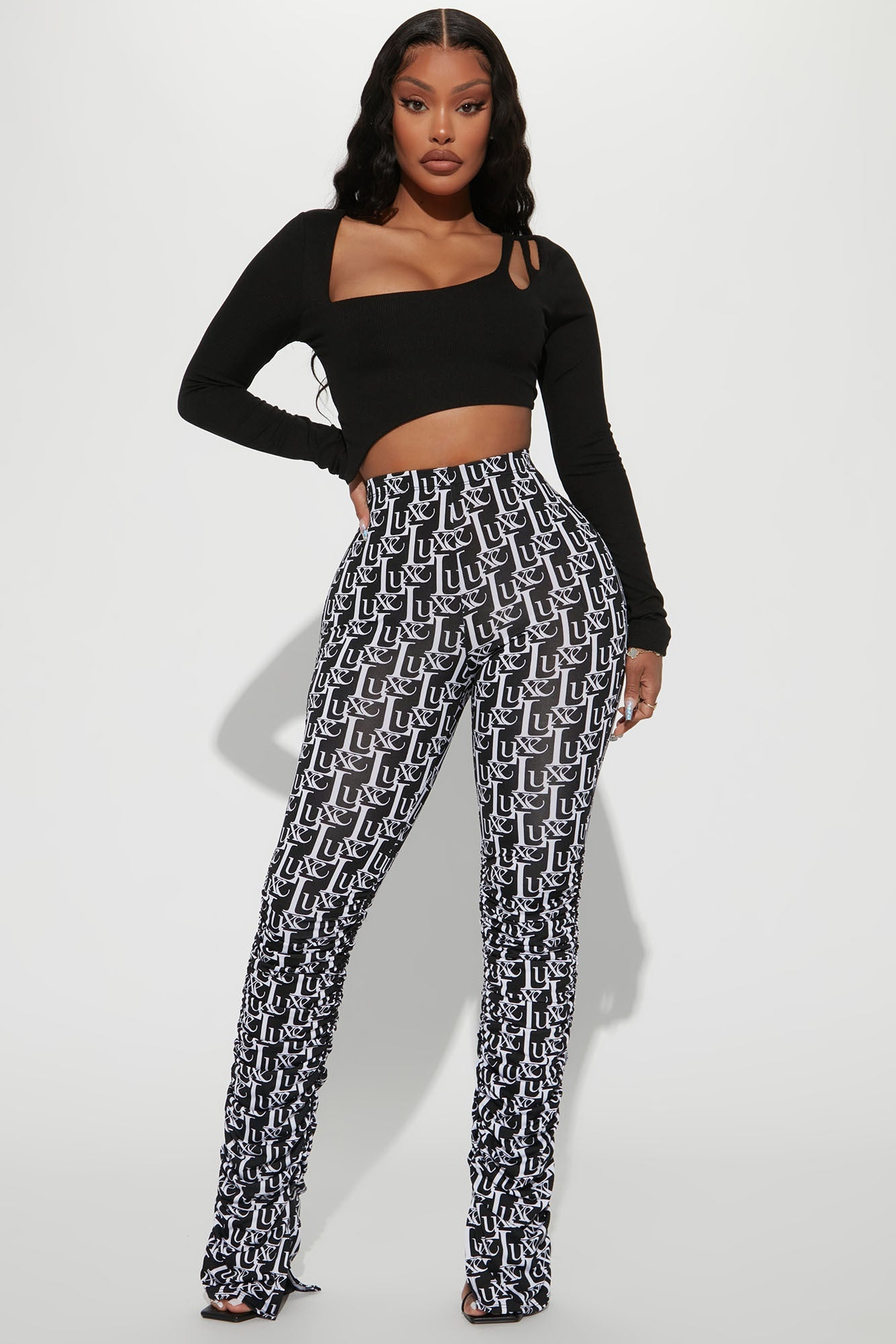Labeled Luxe Stacked Skinny Pant - Black/White