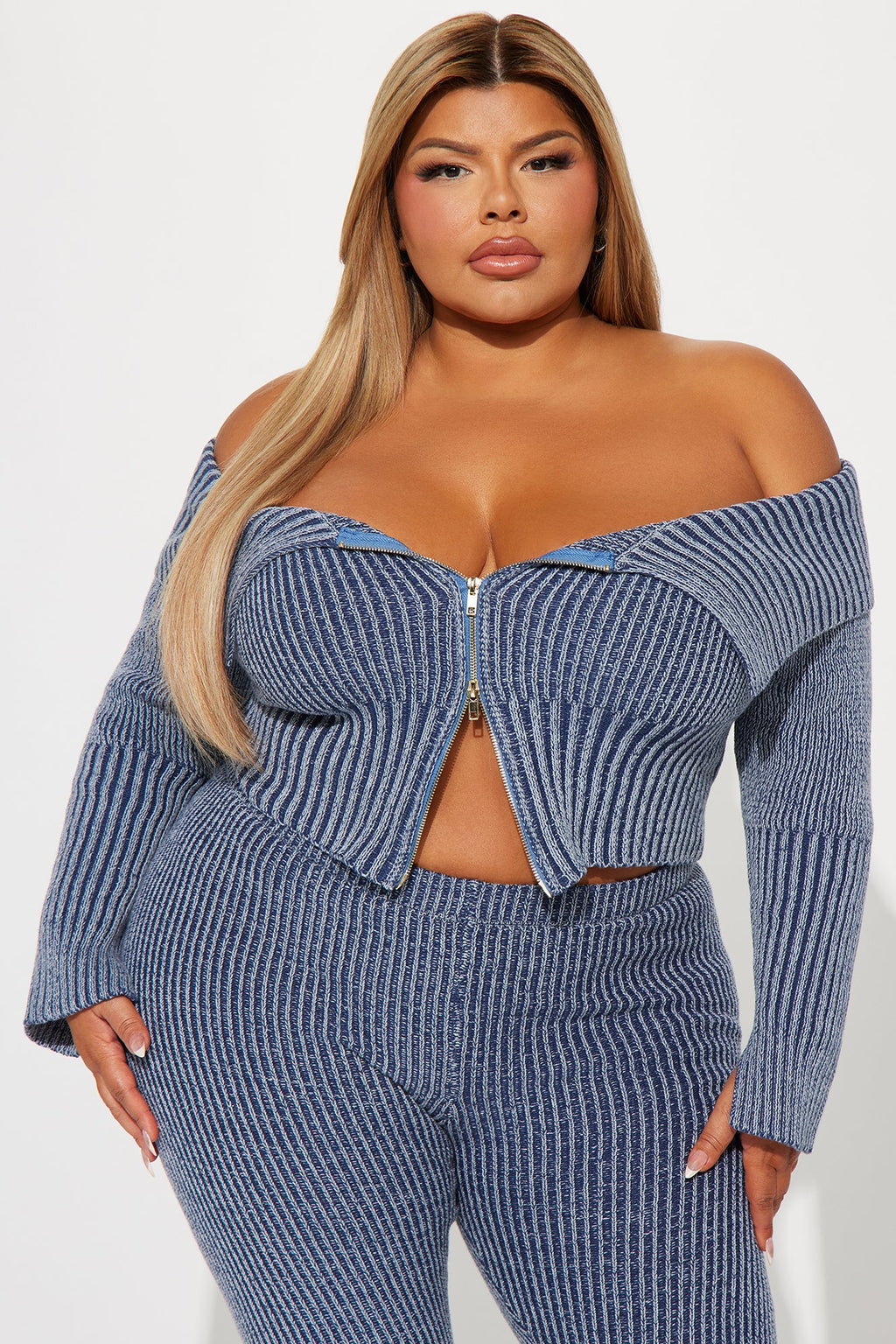 New Day Sweater Mineral Wash Legging Set - Blue