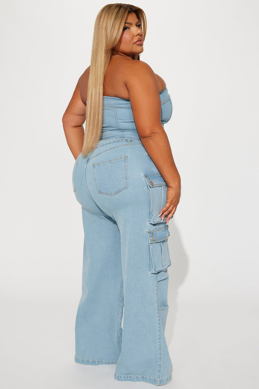 Ciara Denim Pant Set - Light Wash