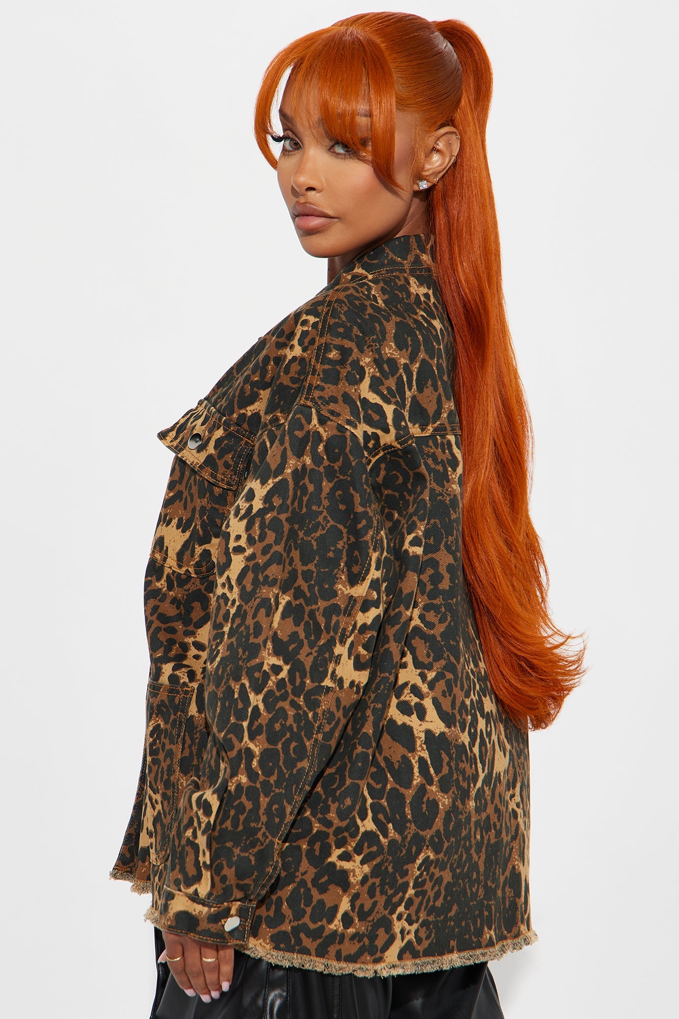 Wild For You Leopard Denim Shacket - Brown/combo