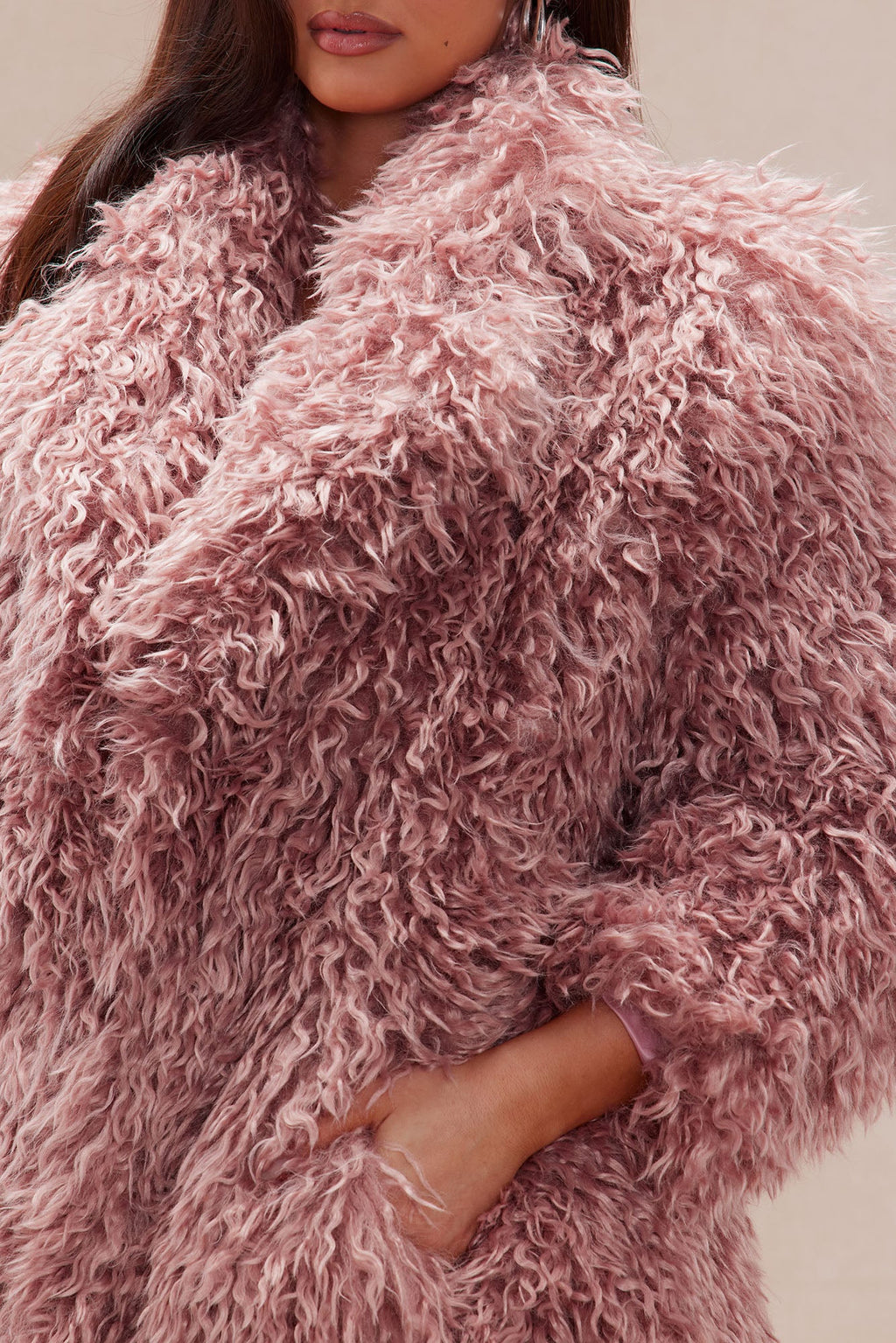 Freya Faux Fur Coat - Blush