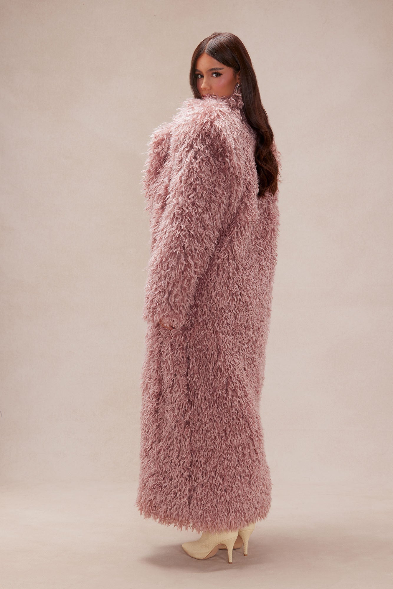 Freya Faux Fur Coat - Blush