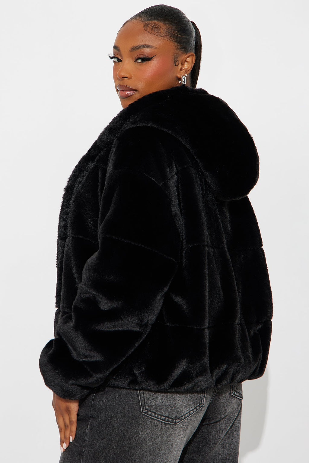 Leah Faux Fur Jacket - Black