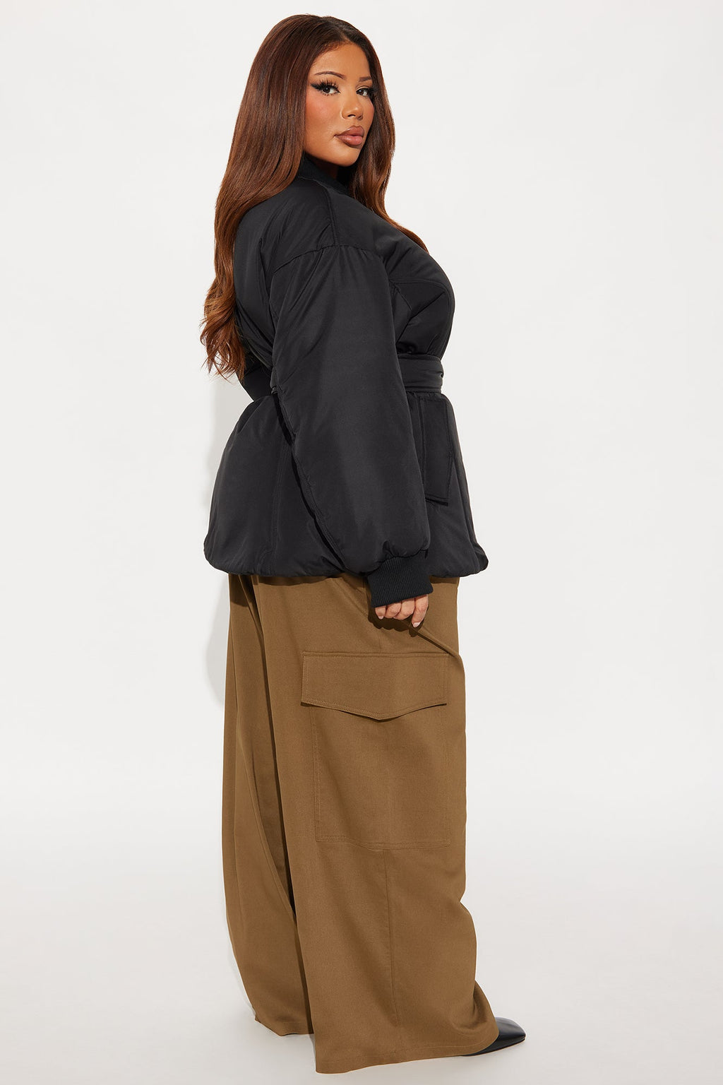 Giana Belted Puffer Jacket - Black