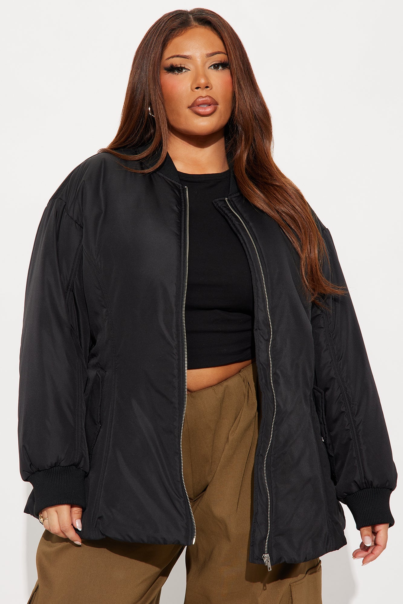 Giana Belted Puffer Jacket - Black