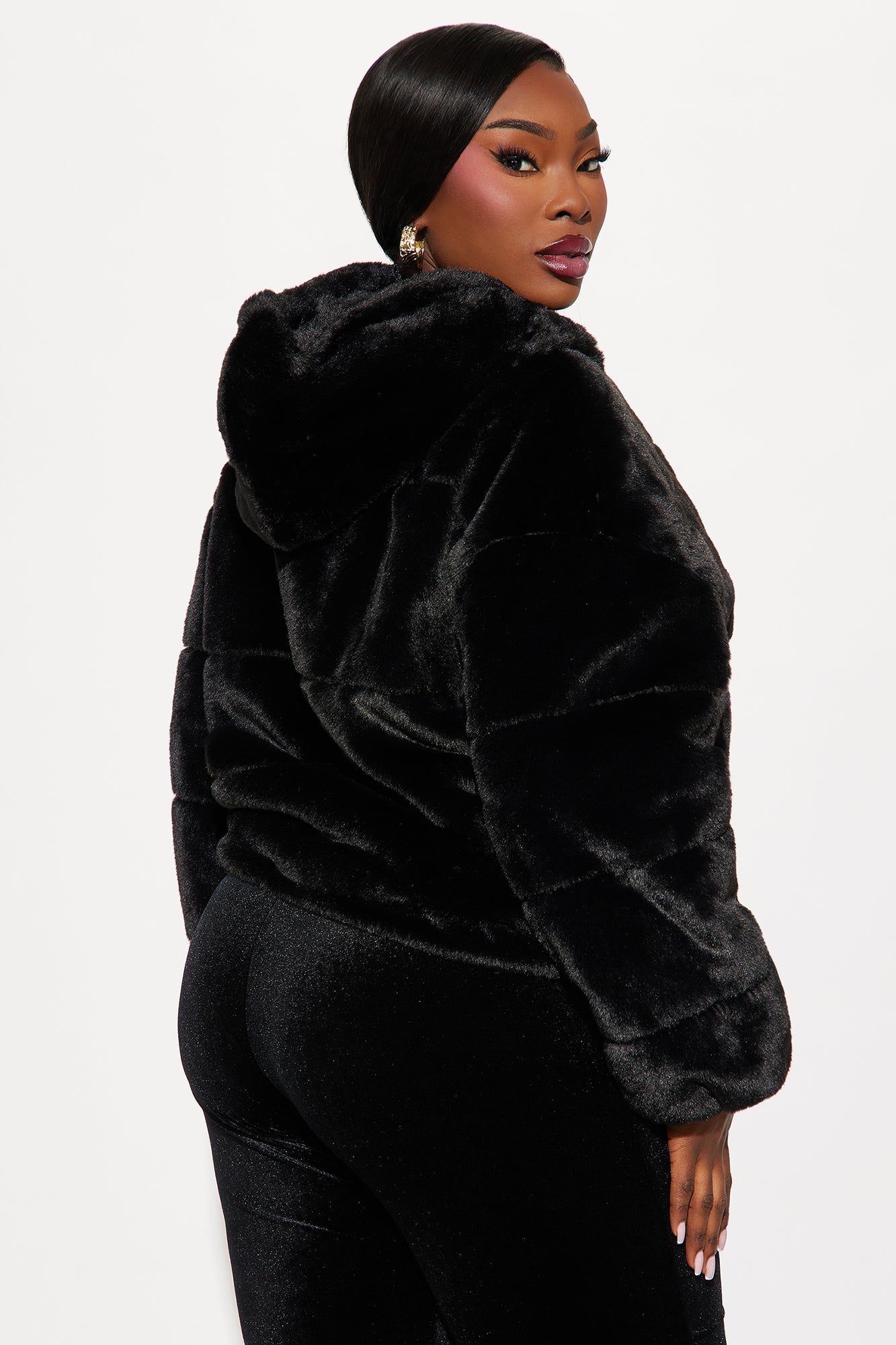 Leah Faux Fur Jacket - Black