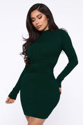 Kasey Sweater Mini Dress - Hunter
