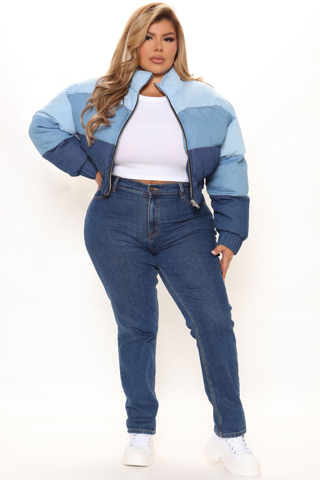 Stay In Your Lane Puffer Jacket - Blue/combo