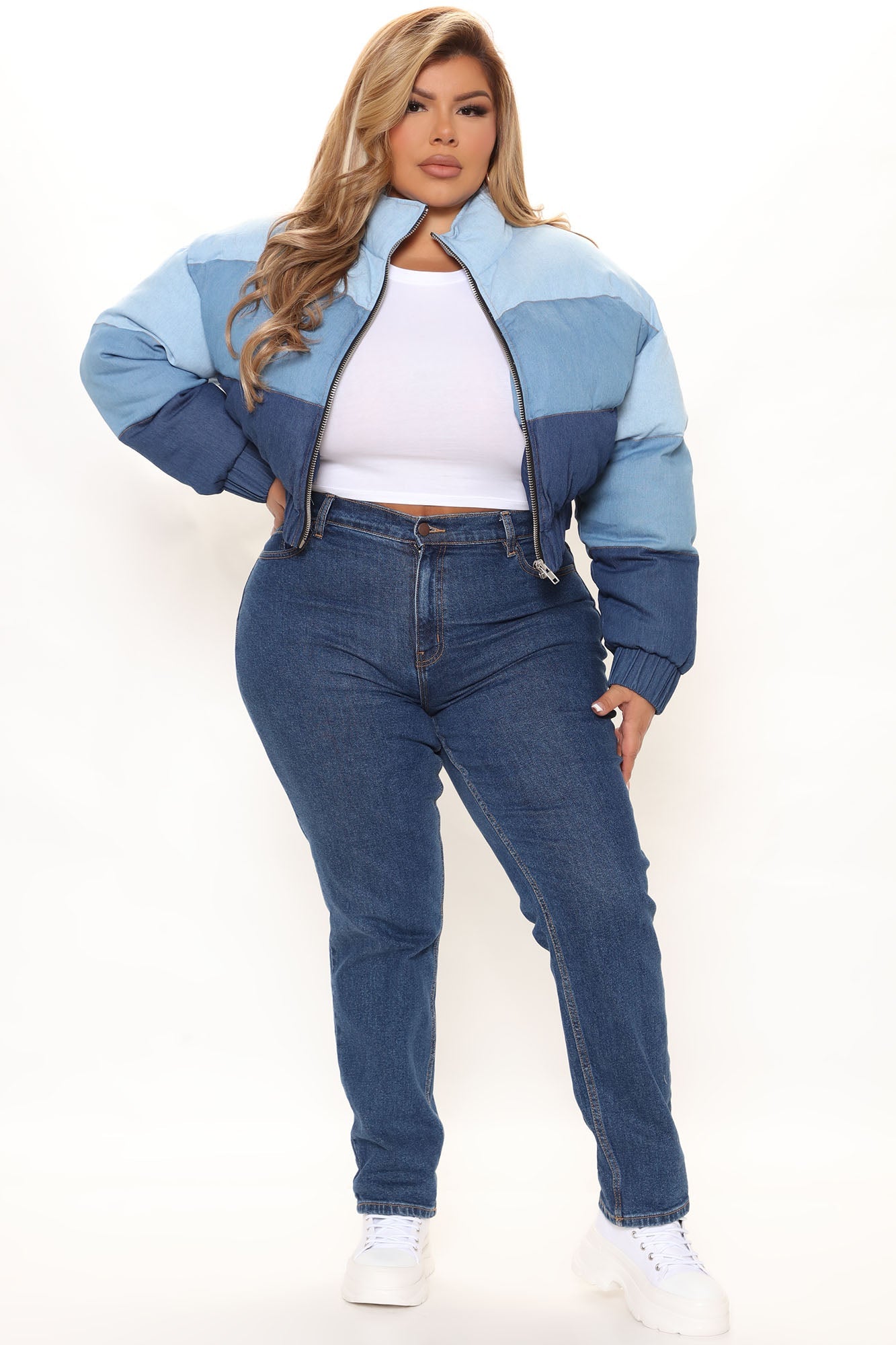 Stay In Your Lane Puffer Jacket - Blue/combo