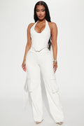 After Party Faux Leather Pant Set - White
