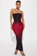 Amara Mesh Maxi Dress - Red/combo