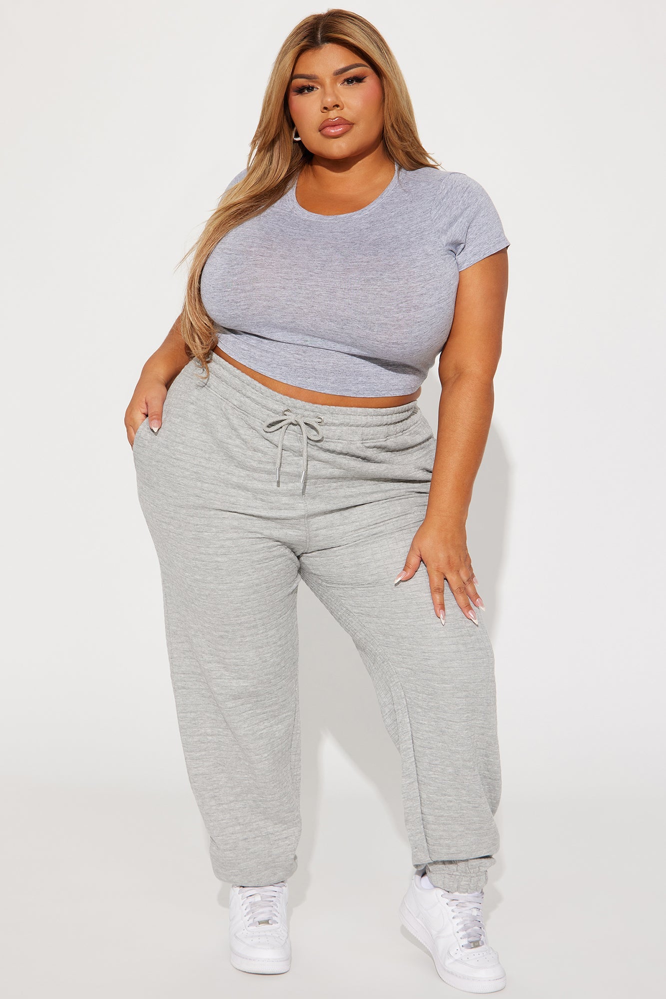 Judia Crew Neck Top - Heather Grey